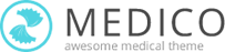 A black and white image of the logo for medi.