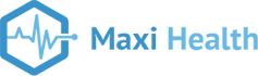 A blue and black logo for the maxi group.