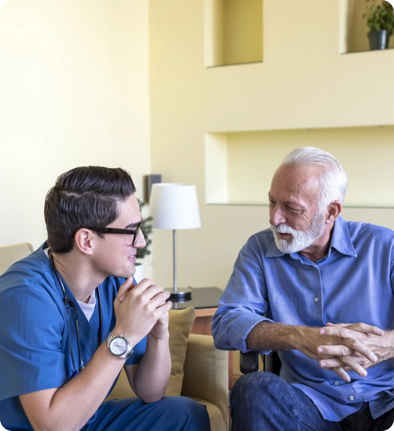 Medical consultation with older gentleman