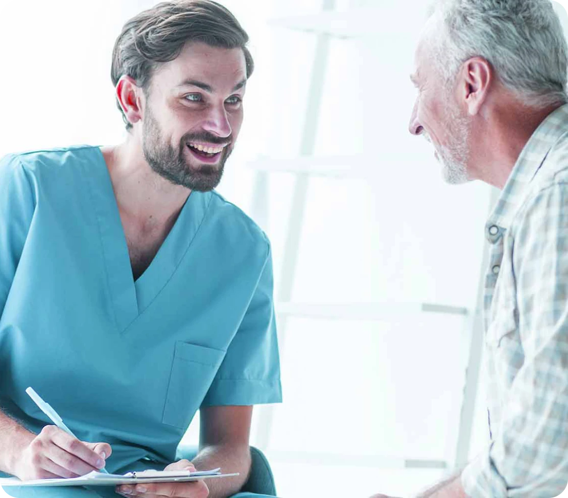 Doctor discussing treatment with senior man